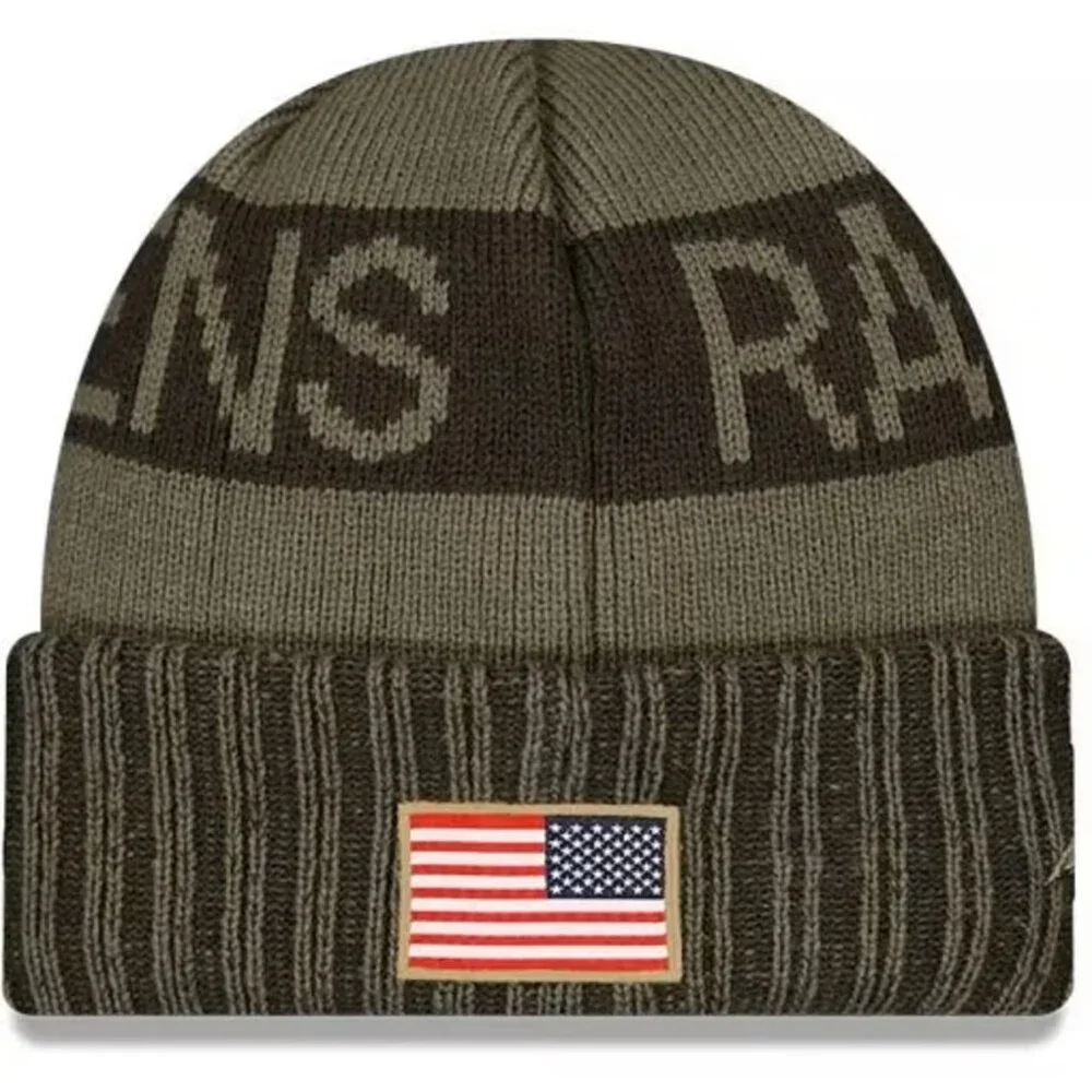 New Era Adult Baltimore Ravens Salute To Service 2025 Olive Green Knit Hat